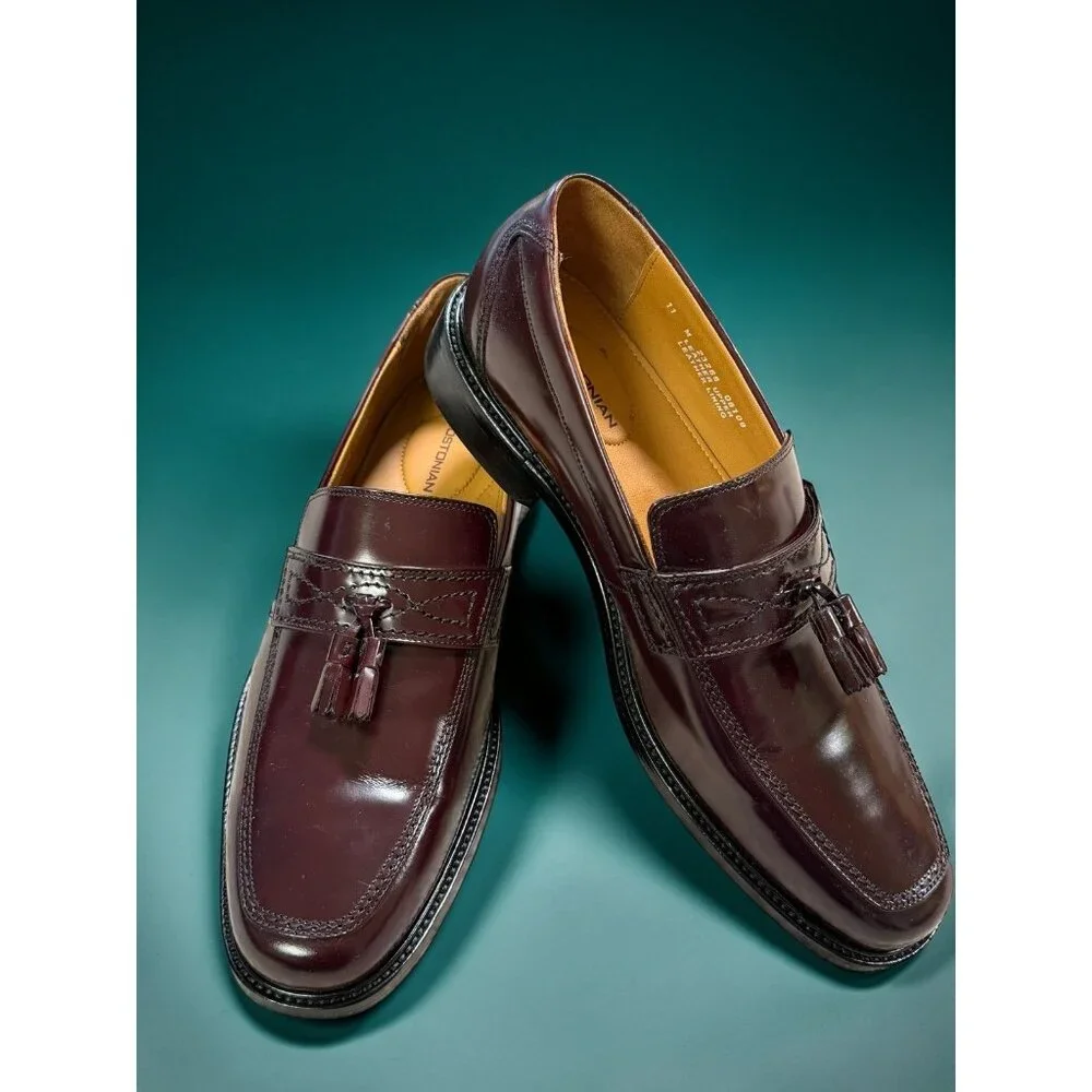 Bostonian Longford Tassel Loafers Burgundy Leather 11M New - Picture 12 of 12